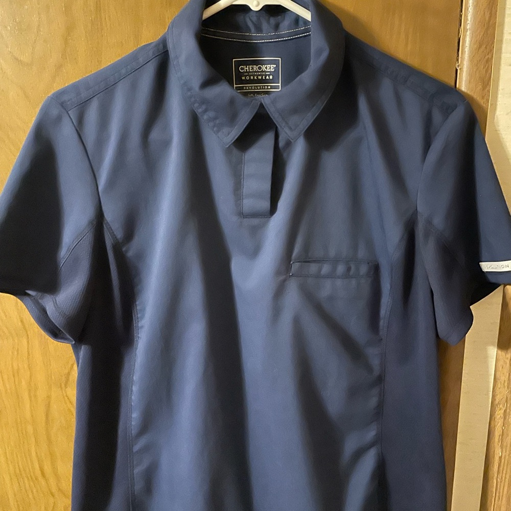 Cherokee workwear scrub top navy blue